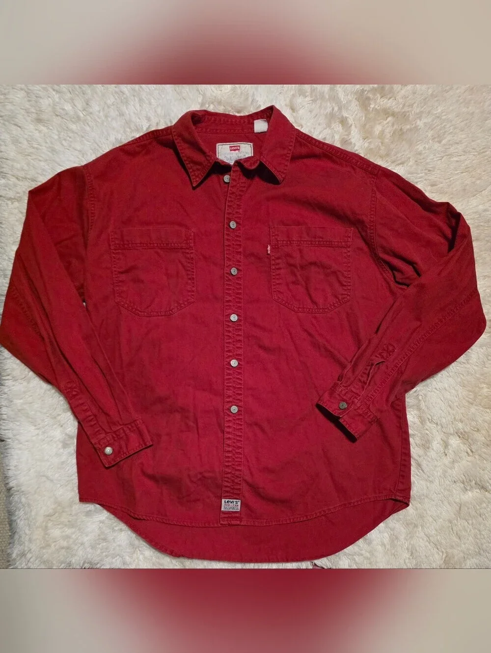 Vintage Levi's Men's Red Tab Casual Western Work Button-Down Red Shirt Sz. Large